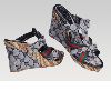 Women Gucci Sandals Shoes-grey Monogram Wedges