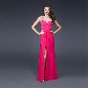 Sexy Front-slit Sheath Column Sweetheart Wide Straps Full-length Chiffon Beading Evening Dress